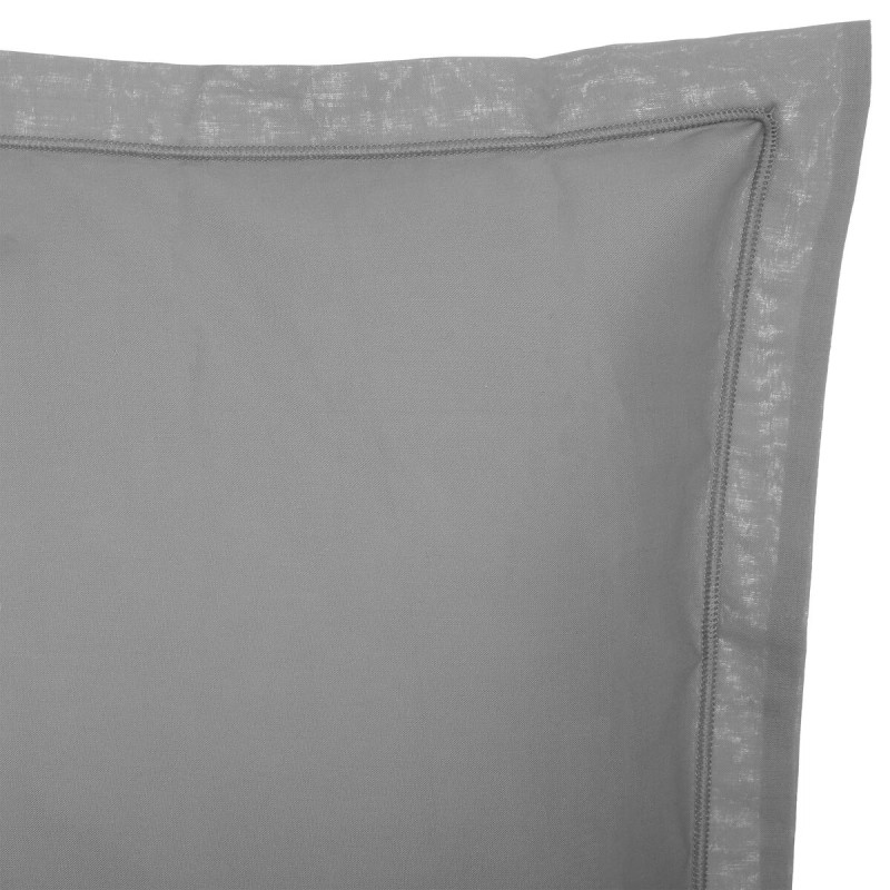 1 Taie d'oreiller percale de coton uni 63 x 63 cm Harmonie gris