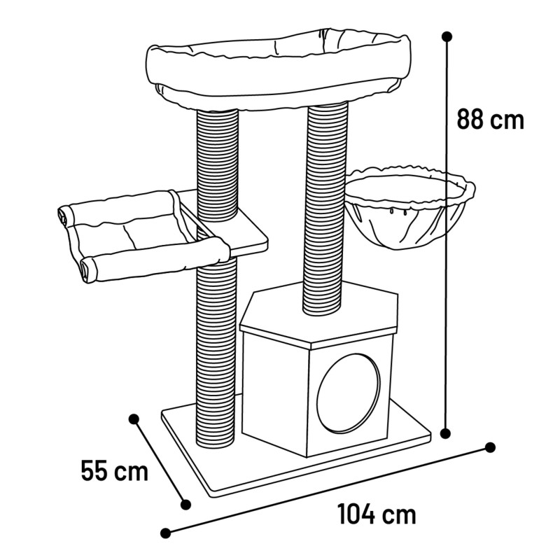 Arbre à chat avec hamacs et niche
