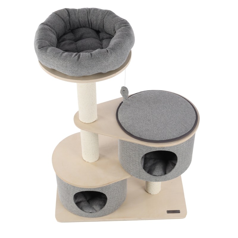 Arbre à chat avec niches et panier