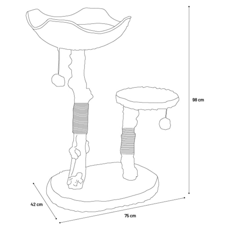 Arbre à chat design avec corde et panier
