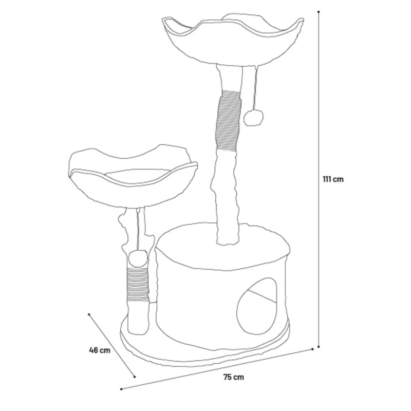 Arbre à chat design avec corde et panier