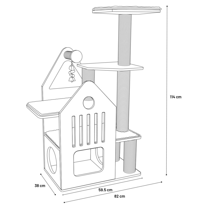 Arbre à chat maisonnette et plateforme