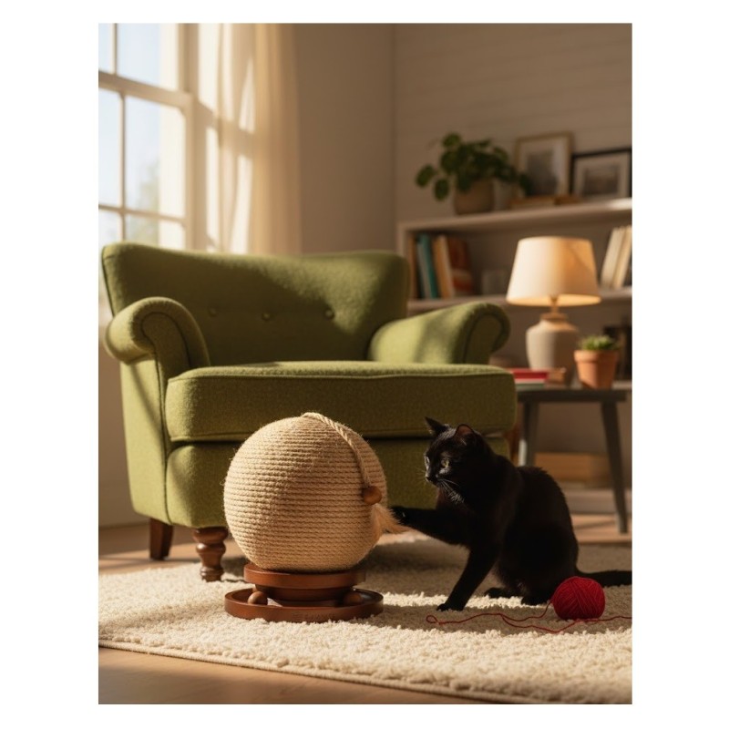 Balle à Griffer pour Chat Isabella Jute  Circuit à Balles et Plume