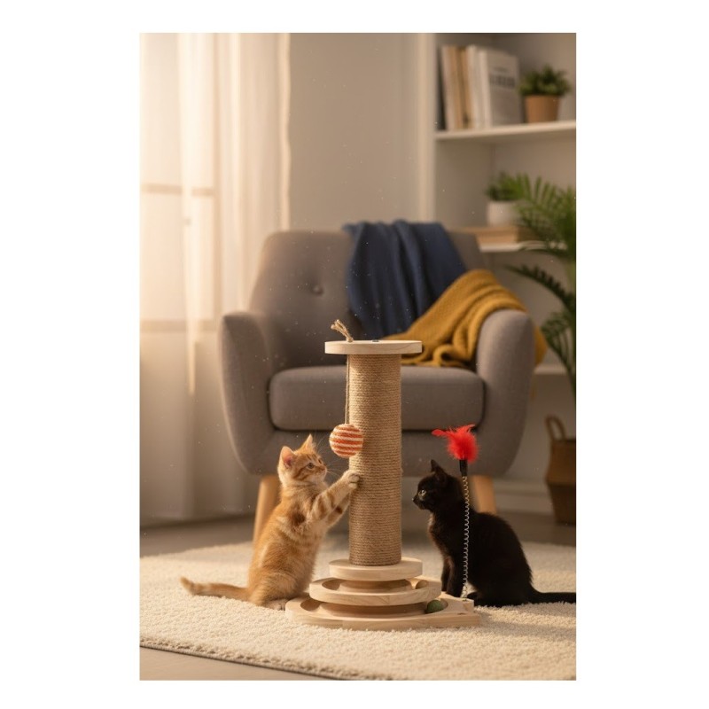 Jouet à Griffer pour Chat Zack Plumes et Circuit à Balle