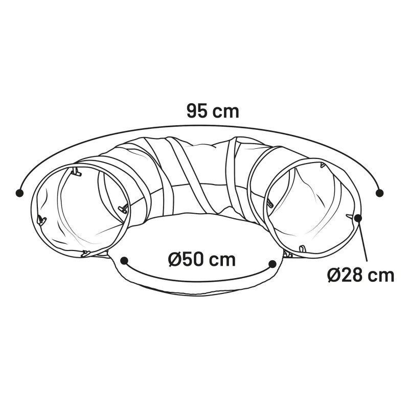 Jeu Tunnel interactif pour chat Gris foncé avec balle 95 cm