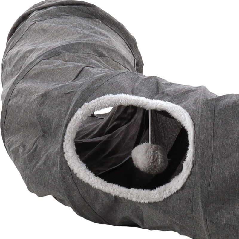 Jeu Tunnel interactif pour chat Gris foncé avec balle 95 cm