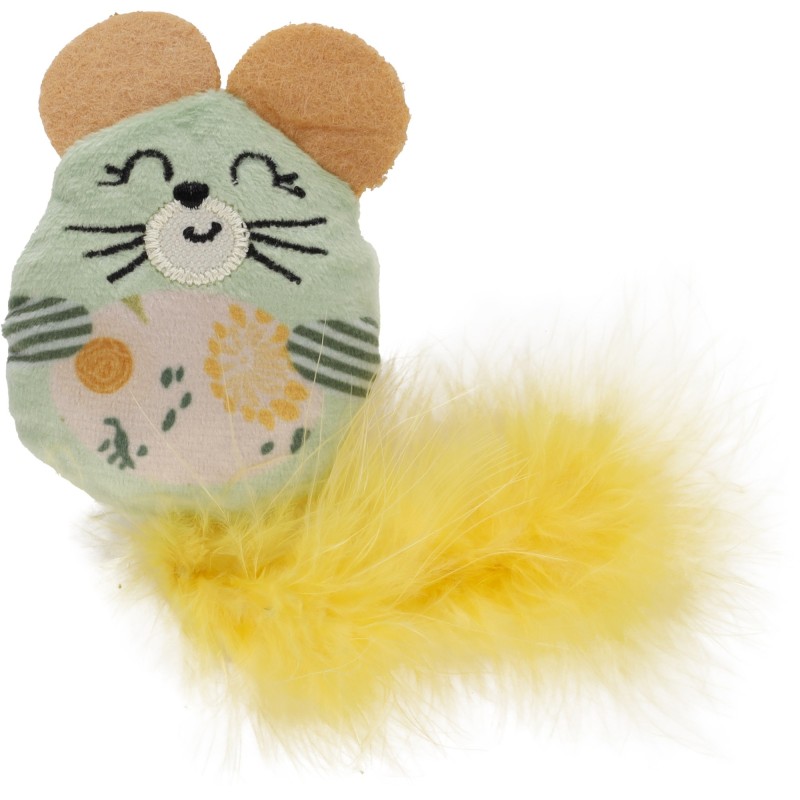 Souris en peluche avec plumes  cataire et crépitement