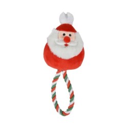 Jeu peluche Pere Noel et corde pour chien