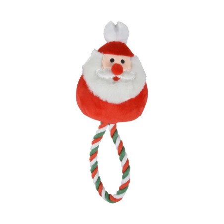Jeu peluche Pere Noel et corde pour chien