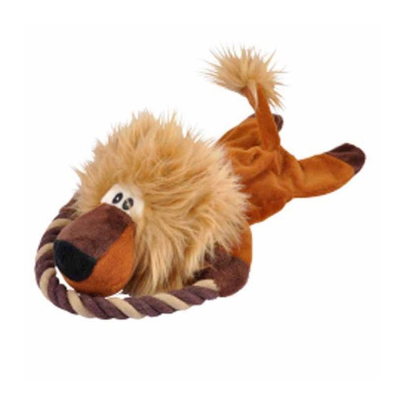 Jouet en peluche Lion et son anneau pour chien