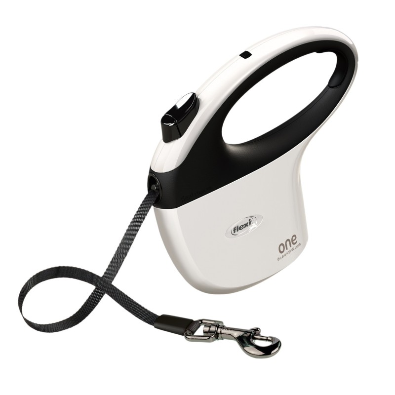 Laisse à enrouleur Flexi Sangle Blanc Noir