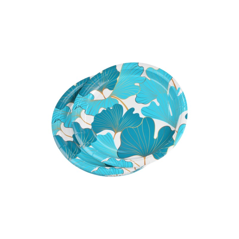 10 assiettes a dessert en carton 18 cm Gincko