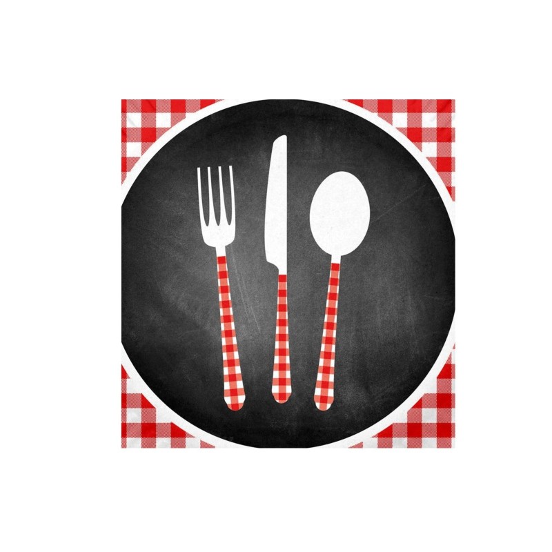 Set de 10 assiettes en carton 18 cm Menu du jour