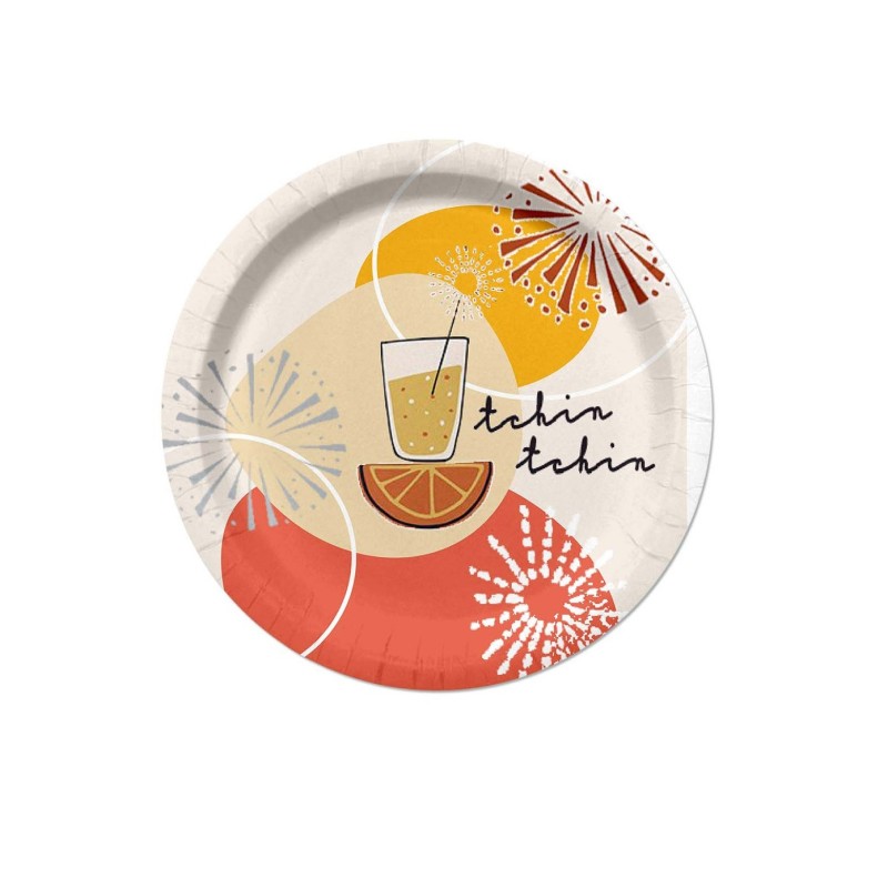 Set de 10 assiettes en carton 23 cm Apero tchin