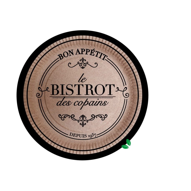 Set de 10 assiettes en kraft 23 cm Bistrot parisien