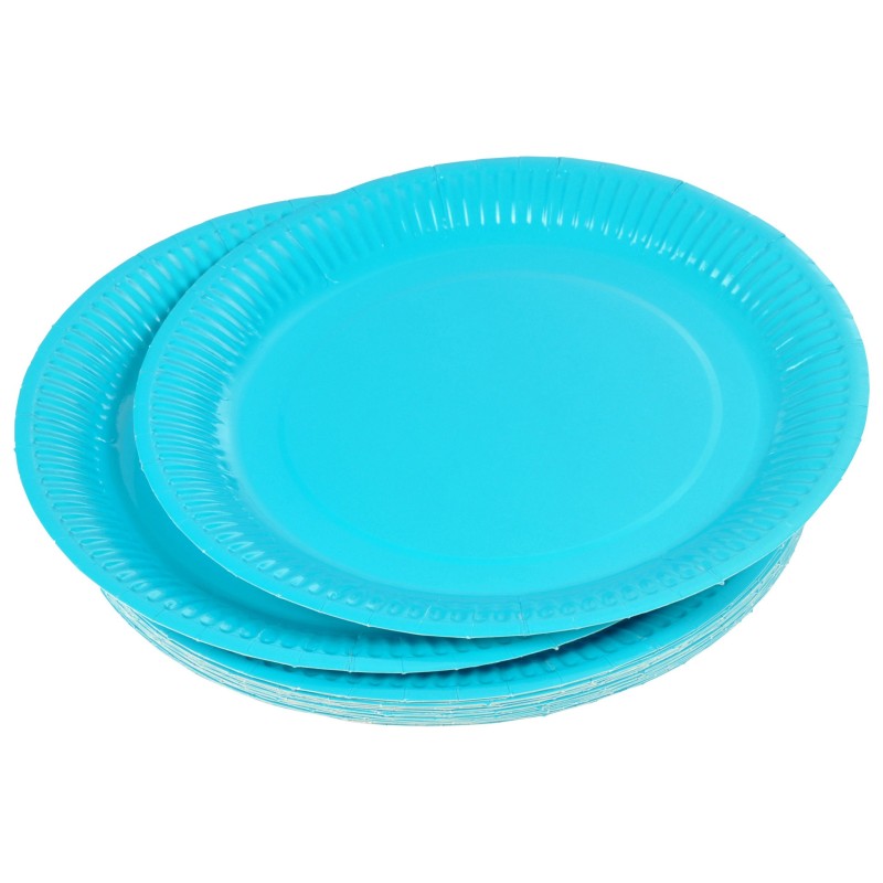 Set de 20 assiettes carton 23 cm Unies bleu