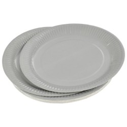 Set de 20 assiettes carton 23 cm Unies gris