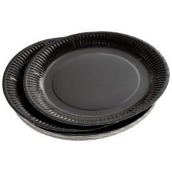 Set de 20 assiettes carton 23 cm Unies noir