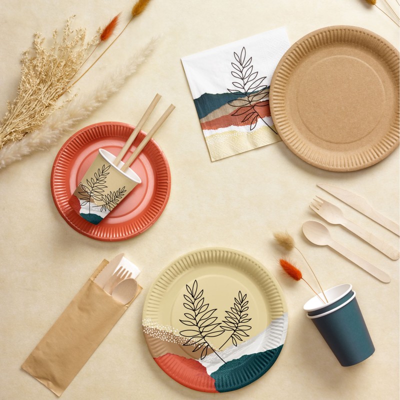 10 gobelets en carton Fleurs abstraites