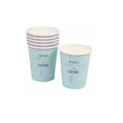 Set de 6 gobelets en carton Anniversaire sirene