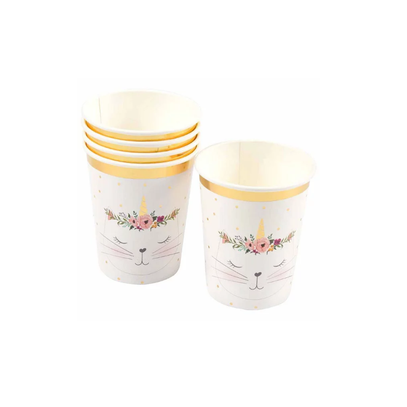 Set de 6 gobelets en carton Chat licorne