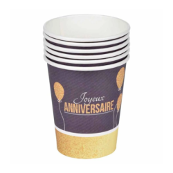 Set de 6 gobelets en papier Anniversaire ballons