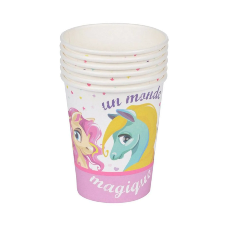 Set de 6 gobelets en papier Poney magique