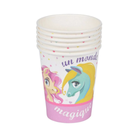 Set de 6 gobelets en papier Poney magique