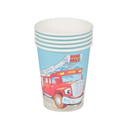 Set de 6 gobelets en papier Super pompier