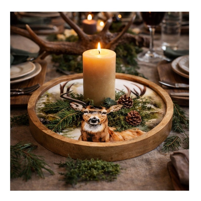 Plateau rond décoratif Grand cerf