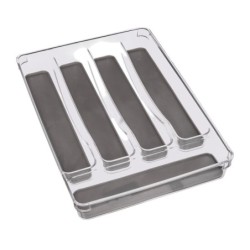 Range couverts 5 compartiments en plastique transparent