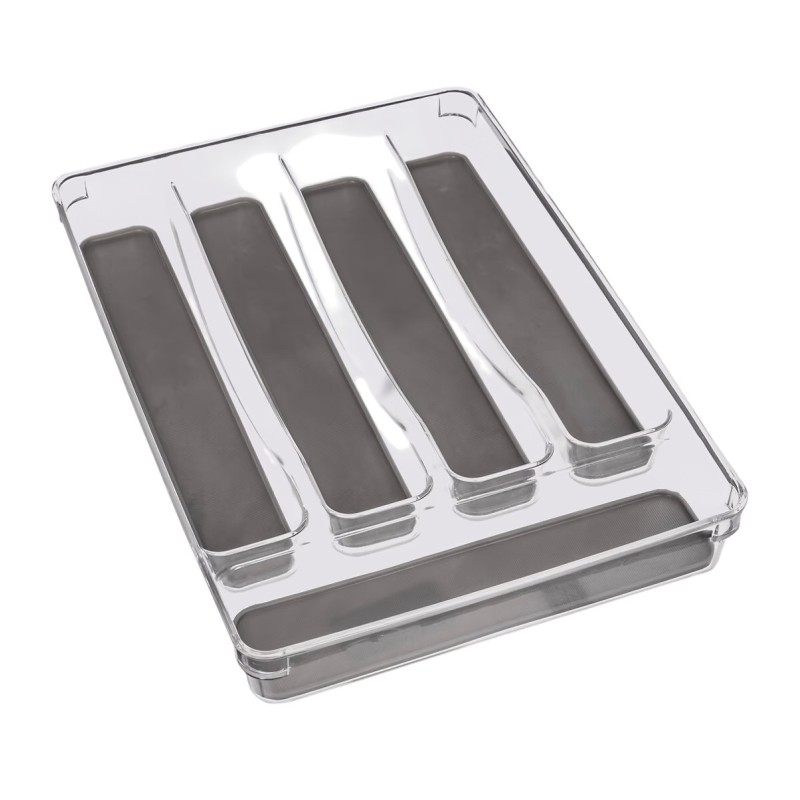 Range couverts 5 compartiments en plastique transparent