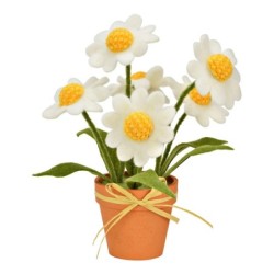 Décoration Marguerites feutre en pot de jardin