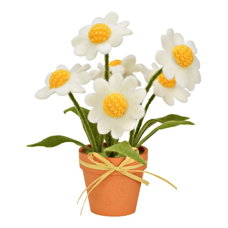Décoration Marguerites feutre en pot de jardin
