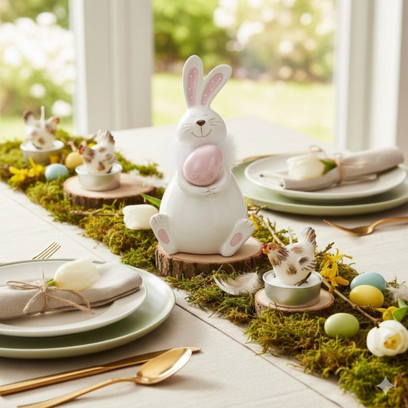 Décoration un lapin de Pâques en céramique