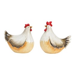 Deux décoration de jardin coq & poule en céramique