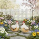 Deux décoration de jardin coq & poule en céramique