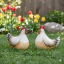 Deux décoration de jardin coq & poule en céramique