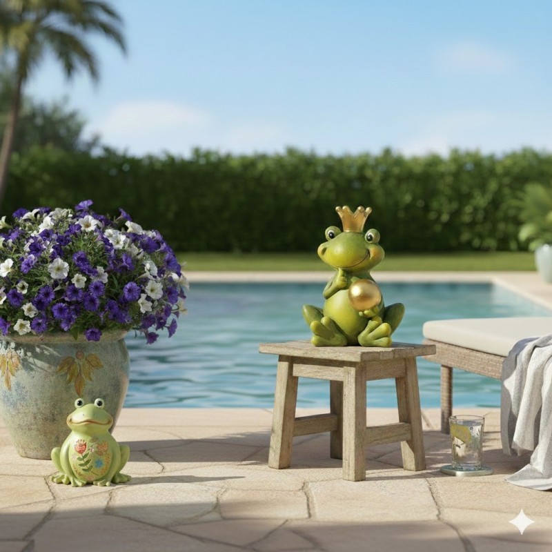 Grenouille de decoration de jardin en céramique