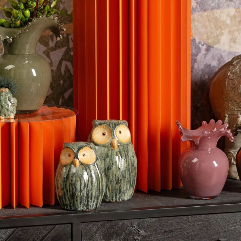 Hibou décoratif en faïence verte