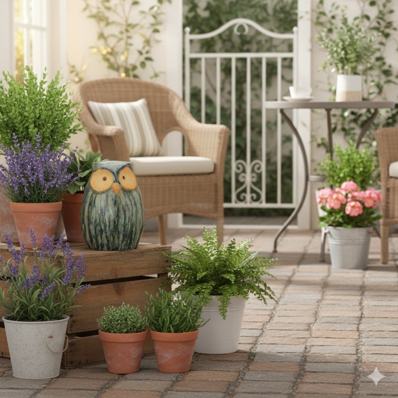 Hibou décoratif en faïence verte