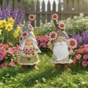 Lot de 2 décorations nains de jardin avec fleurs