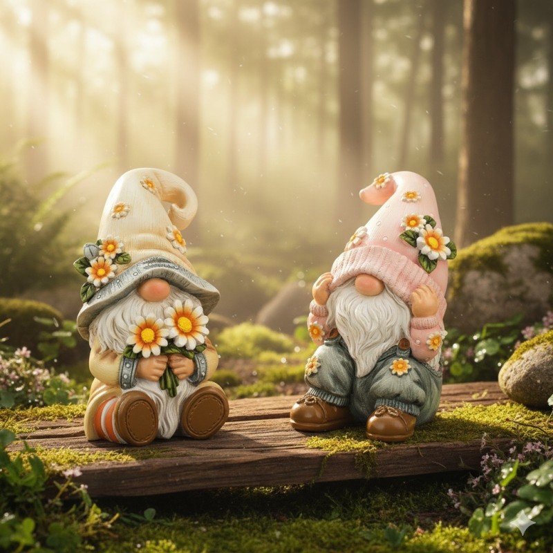 Lot de 2 décorations nains de jardin cachés