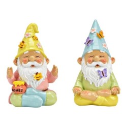 Lot de 2 décorations nains de jardin pot de miel