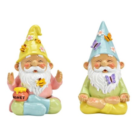 Lot de 2 décorations nains de jardin pot de miel
