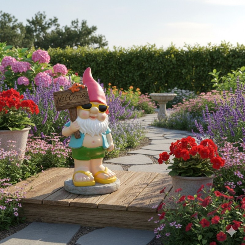 Nain de jardin de décoration Welcome