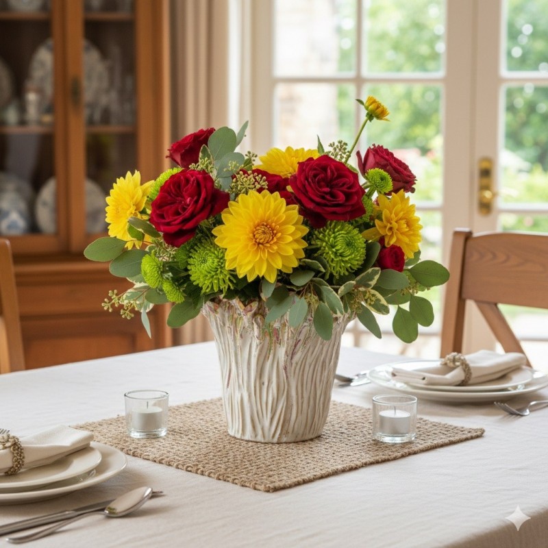 Vase en céramique bouquet coloré