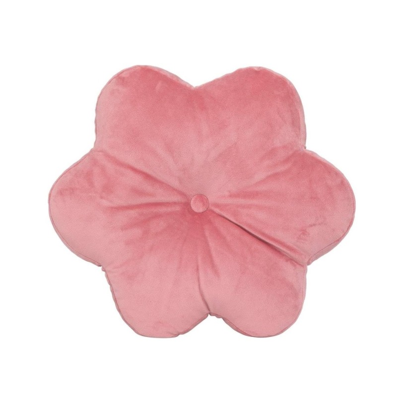 Coussin décoratif en forme de fleur – Velours rose – 38 x 38 cm