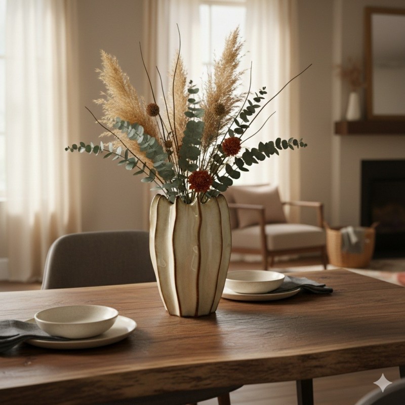 Vase ondulée Design beige