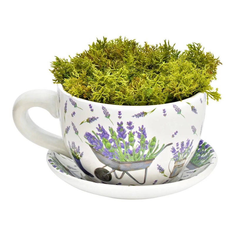 Vase ou cache pot en forme de tasse lavande